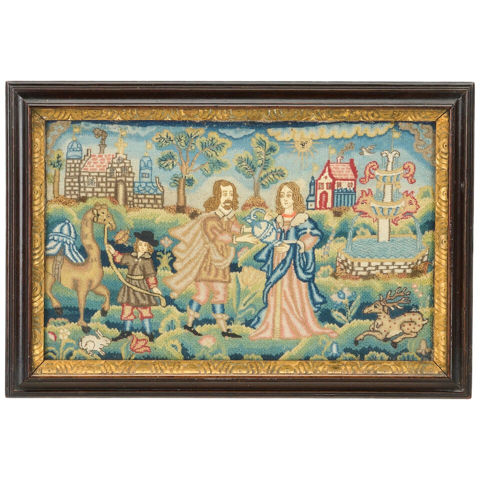 A Charles II needlework depicting Rebecca at the Well Third quarter 17th century (1 of 3)