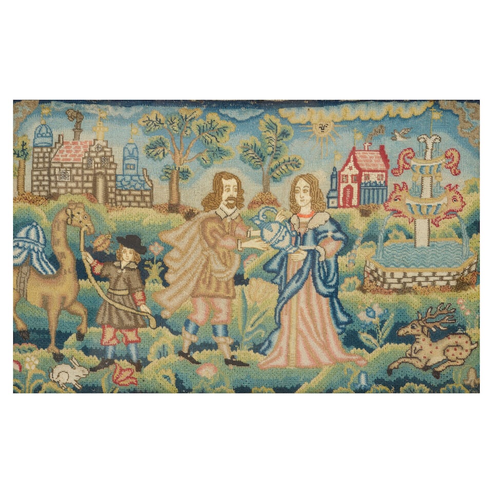 A Charles II needlework depicting Rebecca at the Well Third quarter 17th century - 2