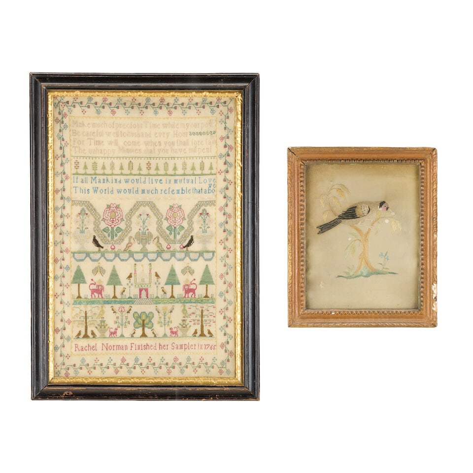 A George III silk needlework of a finch (2) (1 of 5)