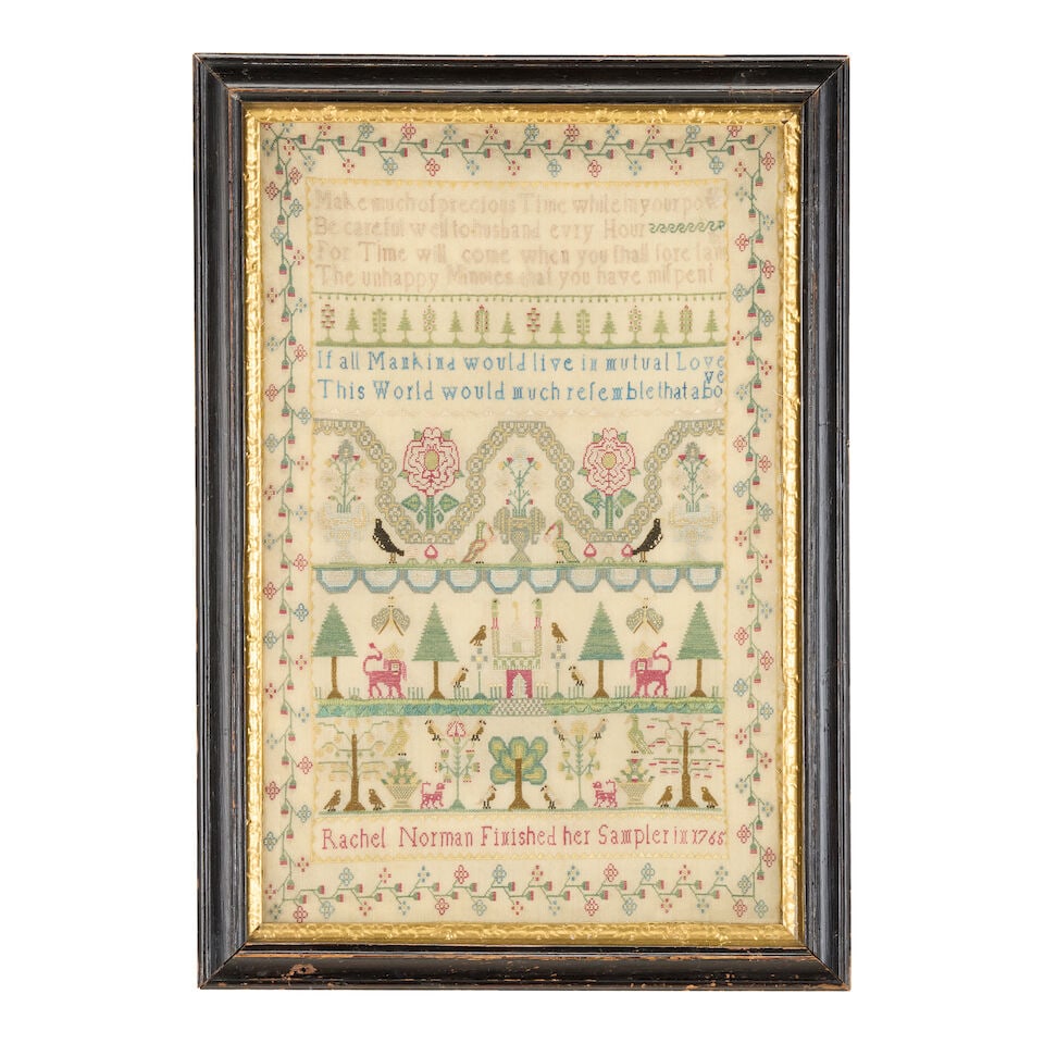 A George III silk needlework of a finch (2) - 4