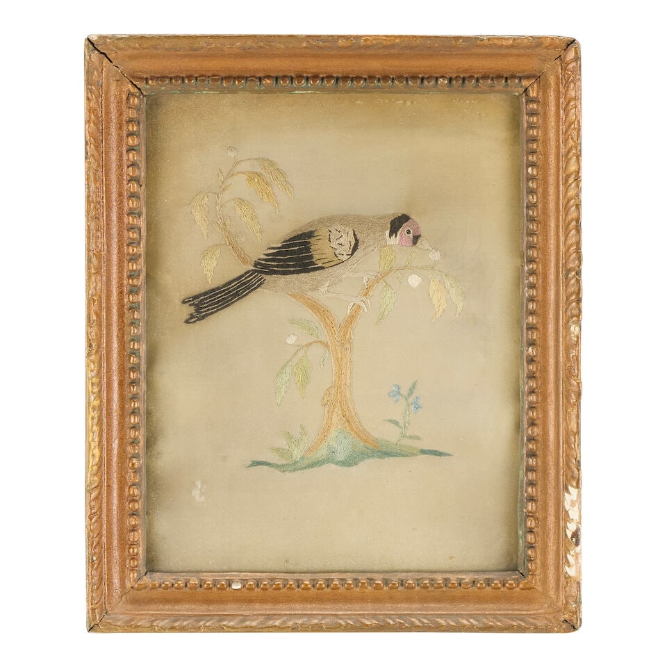A George III silk needlework of a finch (2) - 5