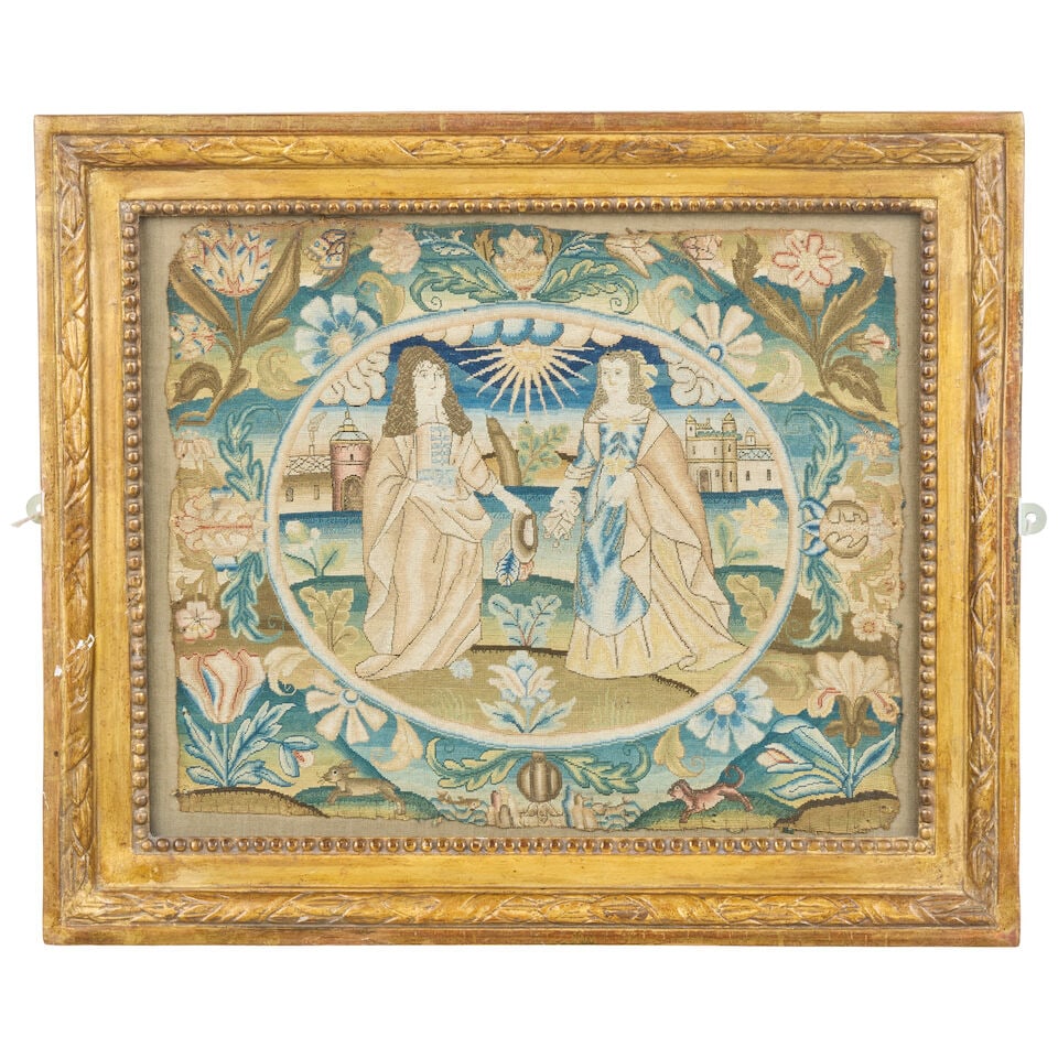 A Charles II needlework of a gentleman and a lady Third quarter 17th century - 3