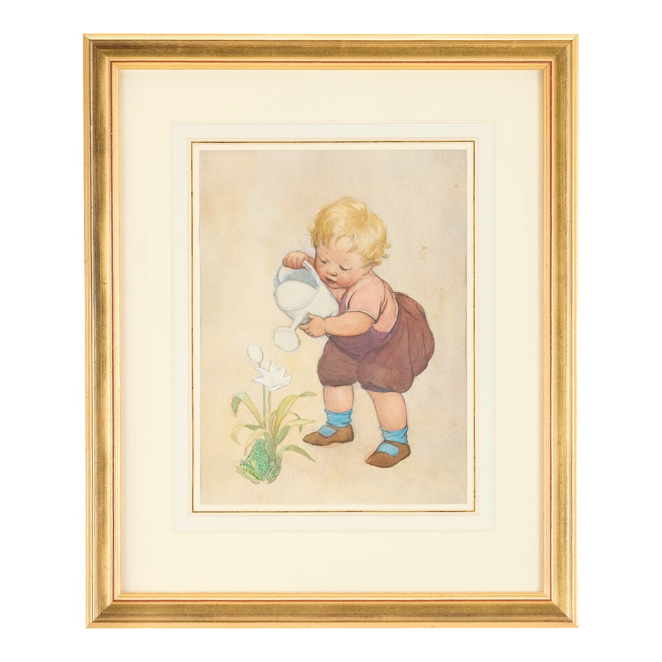Susan Beatrice Pearse (British, 1878-1980) The Little Gardener; Watering the Flowers the larger:... - 5
