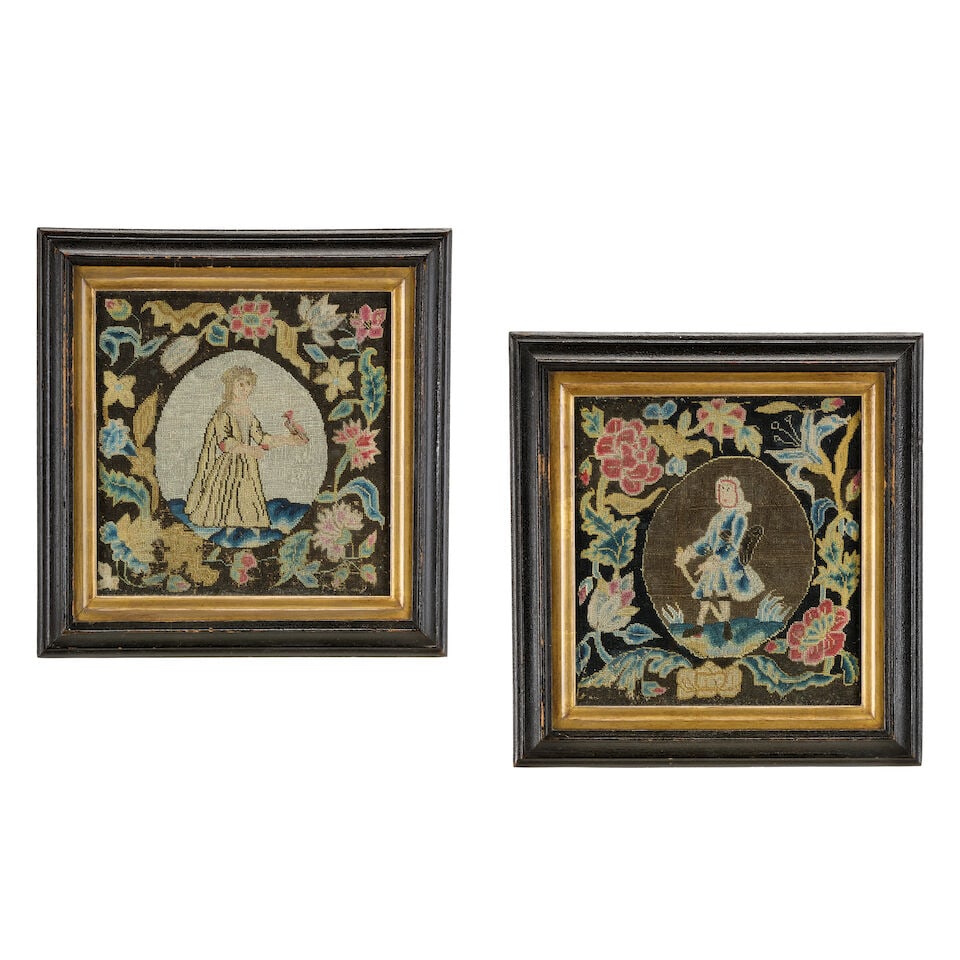 A pair of needlework pictures Early 18th century (2) (1 of 5)