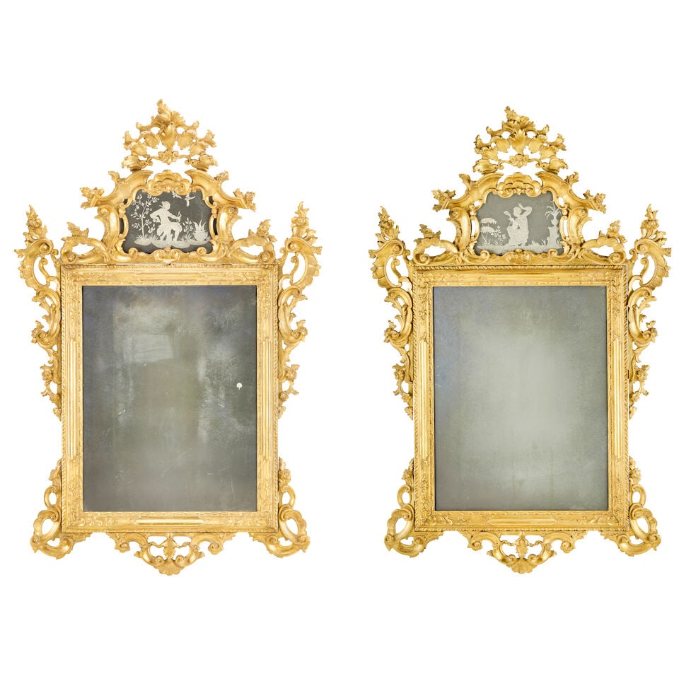 A large pair of North Italian carved giltwood mirrorsIn the Venetian Rococo mid-18th century sty... (1 of 5)