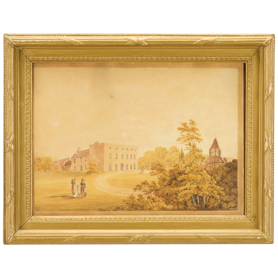 James Bourne (British, 1773-1854) Landscape view with a country house, believed to be Hungerton ... - 3