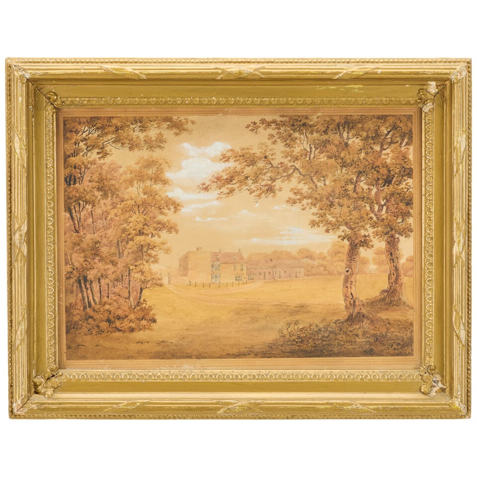 James Bourne (British, 1773-1854) Landscape view with a country house, believed to be Hungerton ... - 5
