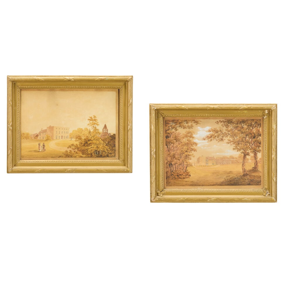 James Bourne (British, 1773-1854) Landscape view with a country house, believed to be Hungerton ... - 6