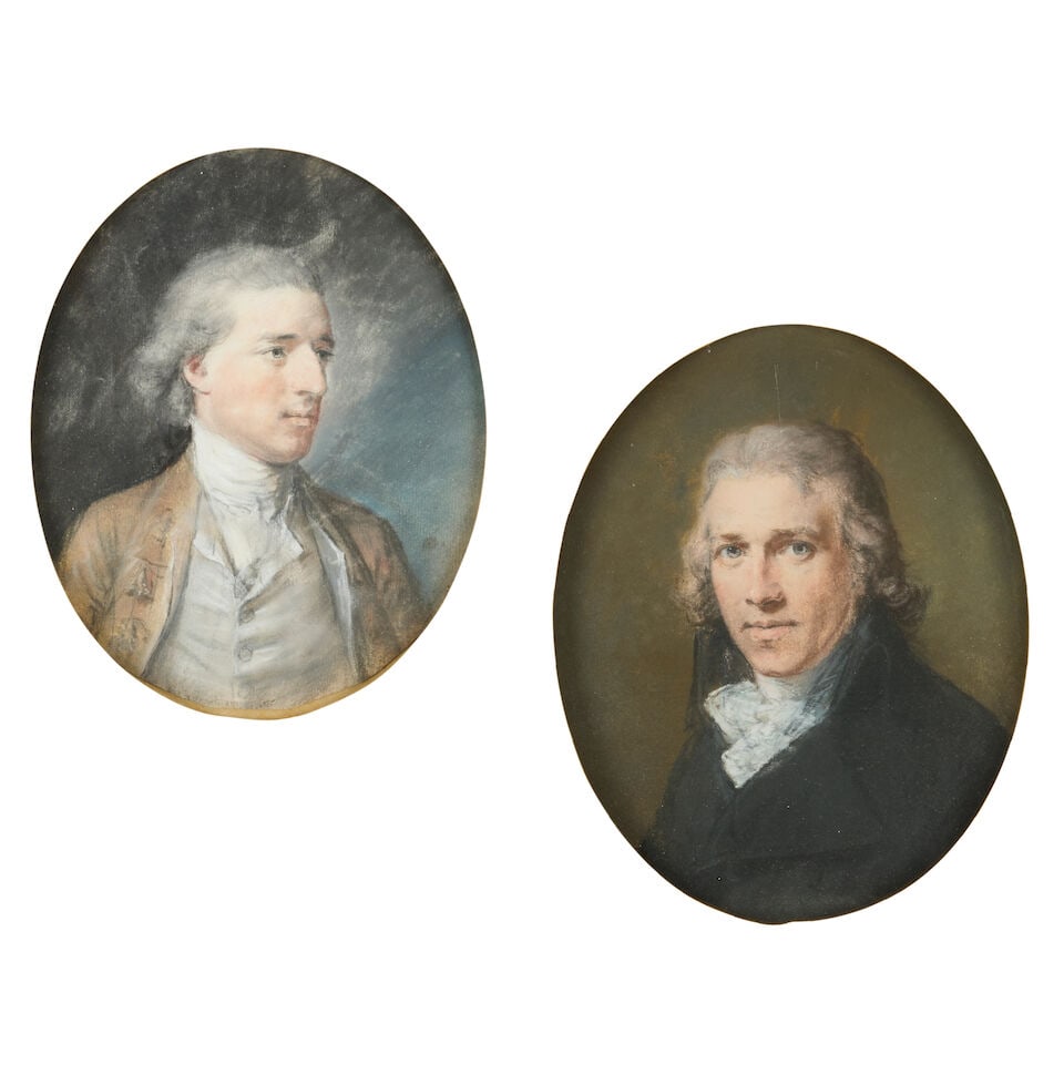 Circle of Hugh Douglas Hamilton (Irish, 1740-1808) Two portraits of gentleman ( (2)) (1 of 6)