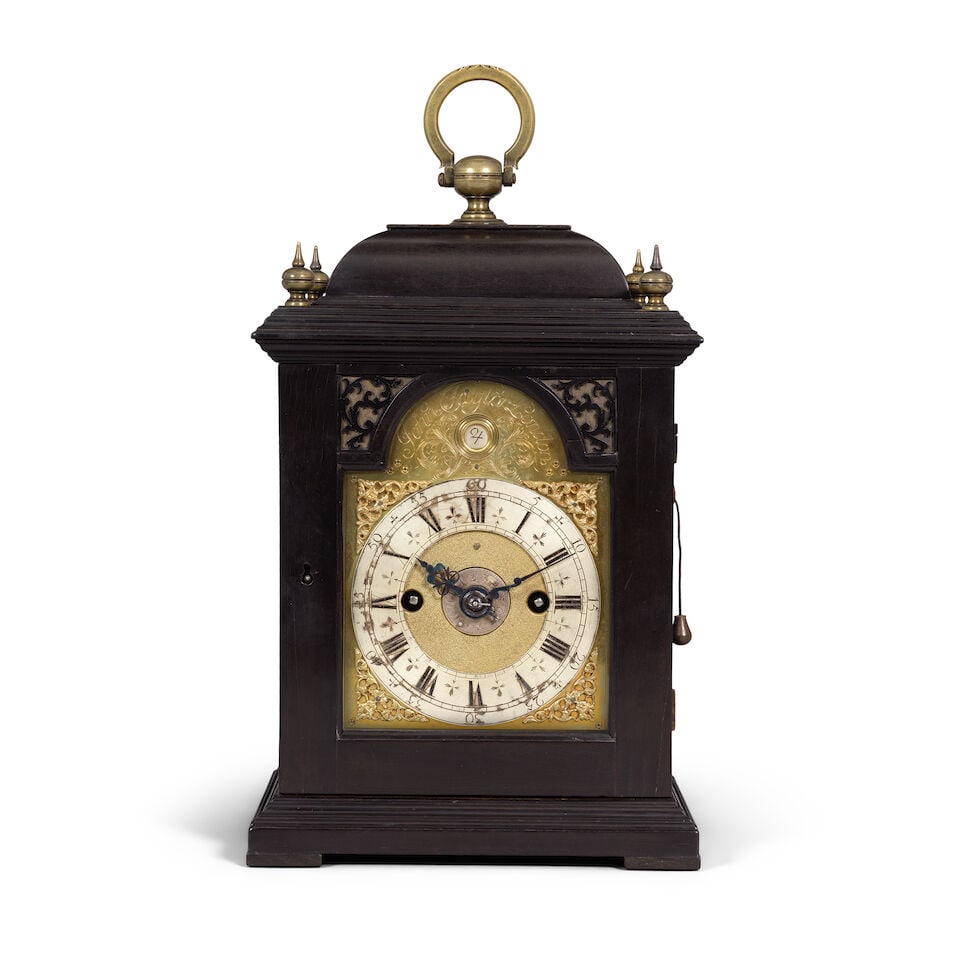A fine and rare early 18th century ebony veneered striking table clock of small size John Taylo... (1 of 3)