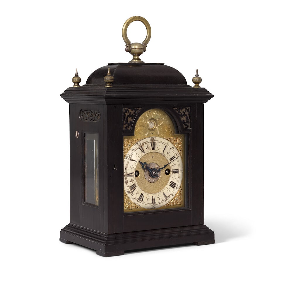 A fine and rare early 18th century ebony veneered striking table clock of small size John Taylo... - 3