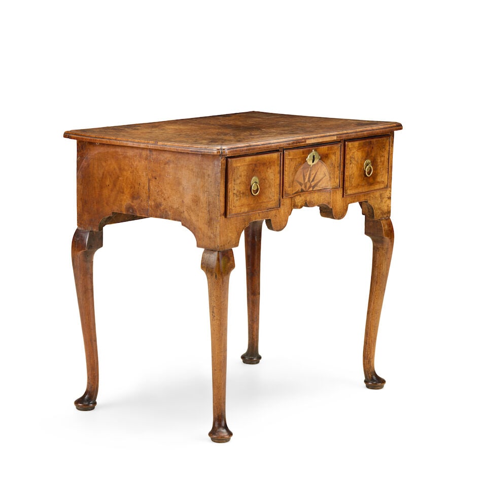 A George I walnut, crossbanded, featherbanded and fruitwood inlaid lowboyEnd of the first quarte... - 6
