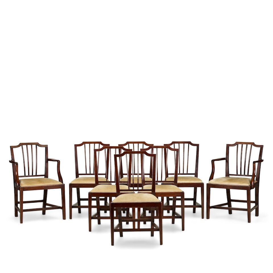A set of eight George III mahogany dining chairs Fourth quarter 18th century (8) (1 of 2)