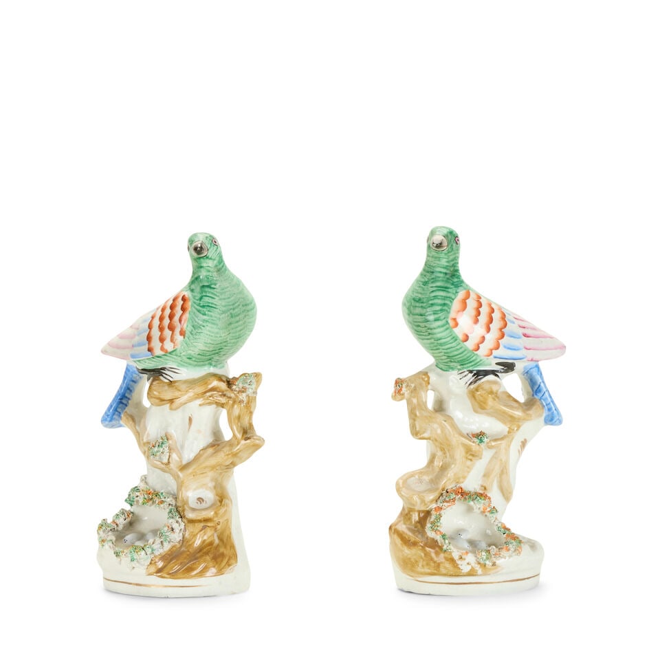 A pair of early Victorian Staffordshire nesting birds models Circa 1850 (1 of 2)