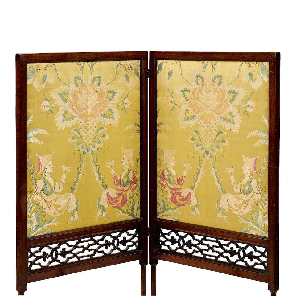An early George III mahogany two-fold fire screenThird quarter 18th century - 2