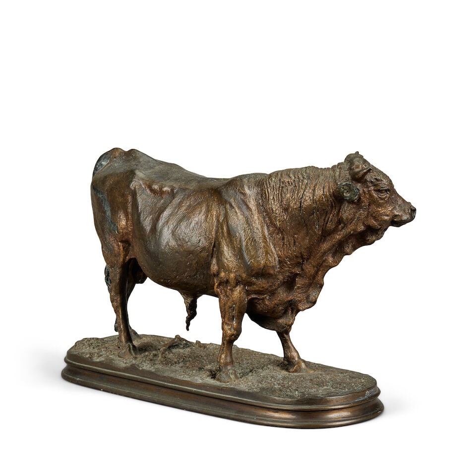 Pierre Jules Mêne (French, 1810-1879): a large patinated bronze model of a bull, Taureau No... - 2