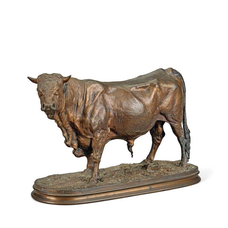 Pierre Jules Mêne (French, 1810-1879): a large patinated bronze model of a bull, Taureau No... - 4