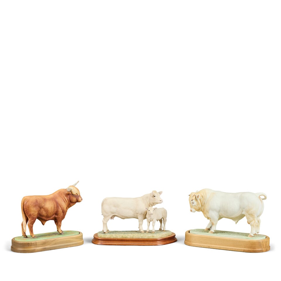 Two Royal Worcester limited edition figures of bulls by Doris Lindner (1896-1979) (1 of 3)