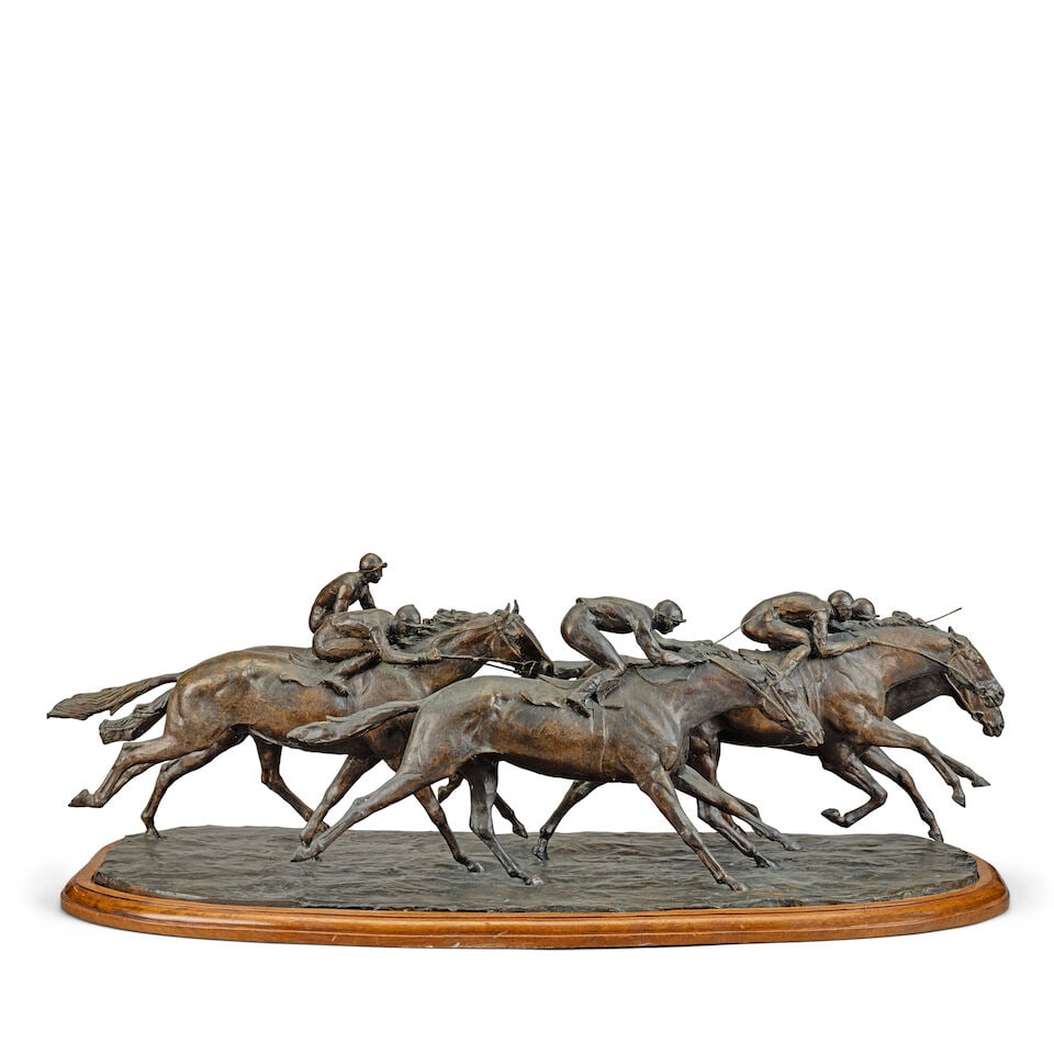 John Rattenbury Skeaping R.A. (British, 1901-1980) A bronze group of five racehorses and jockeys - 3