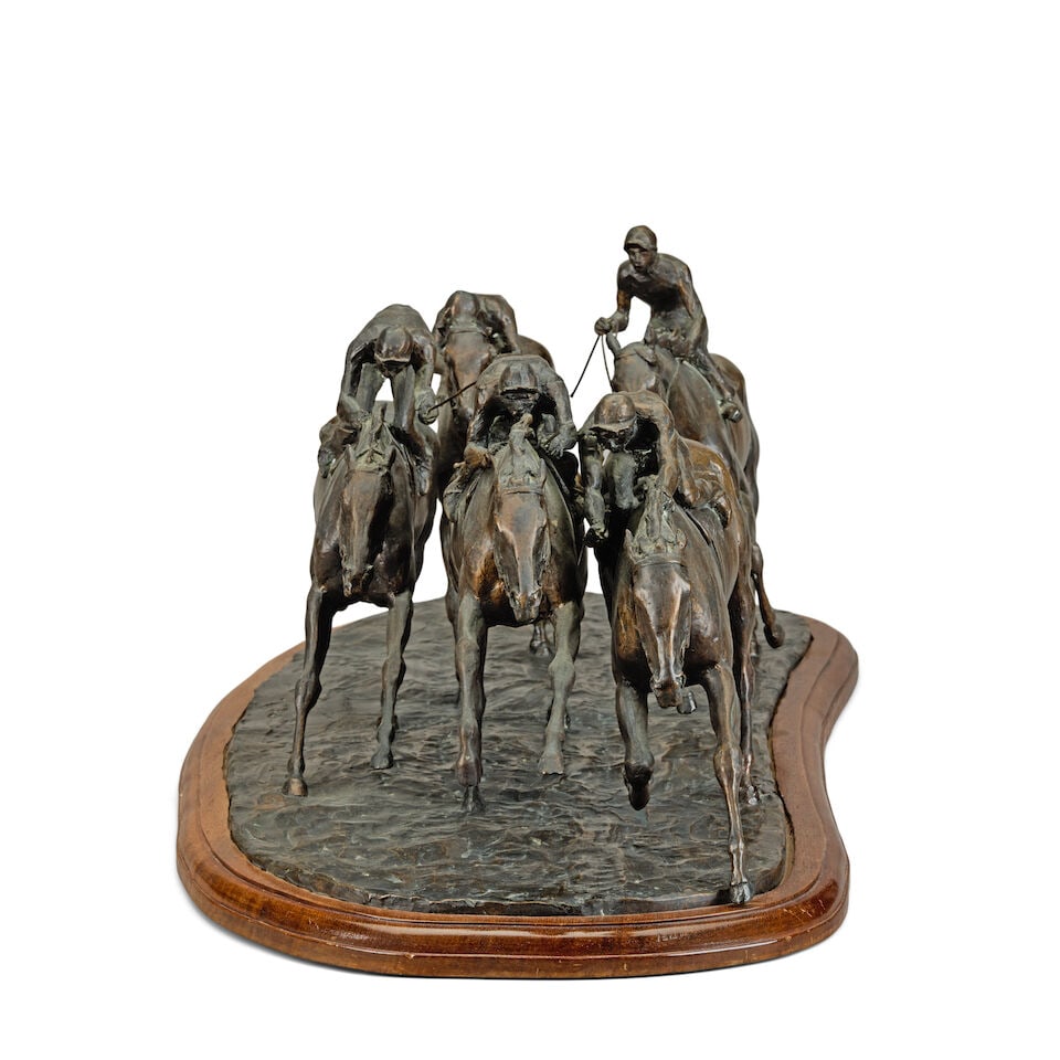 John Rattenbury Skeaping R.A. (British, 1901-1980) A bronze group of five racehorses and jockeys - 5