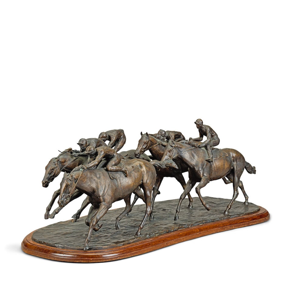 John Rattenbury Skeaping R.A. (British, 1901-1980) A bronze group of five racehorses and jockeys - 6