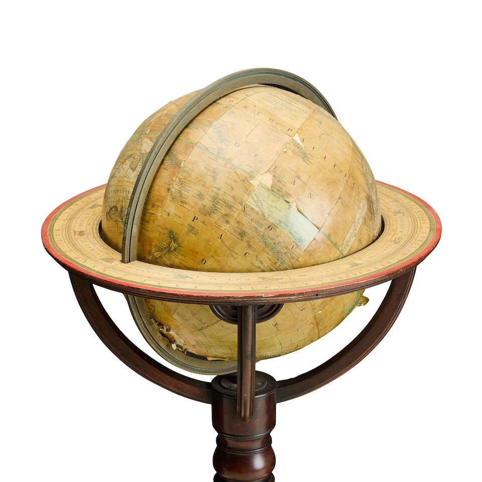 A Victorian 12-inch terrestrial globe on a turned mahogany tripod stand by Bardin Third quarter... - 4