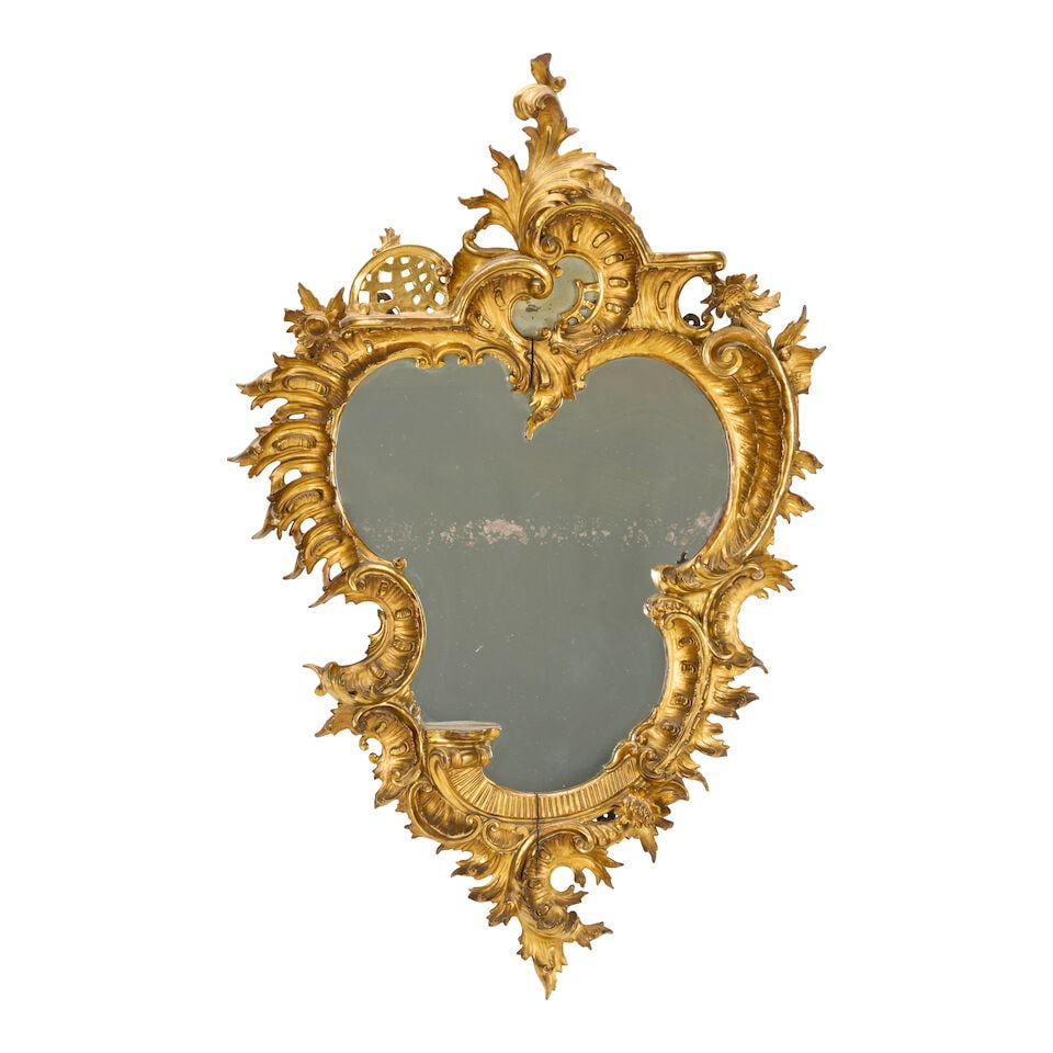 A pair of carved giltwood mirrors in the Rococo style Italian, late 19th century (2) - 5