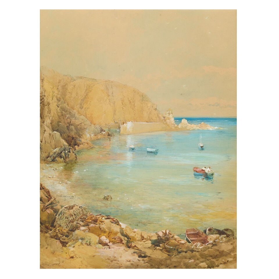 Paul Jacob Naftel (British, 1817-1891) Coastal View (with a further preparatory sketch on the re... (1 of 3)