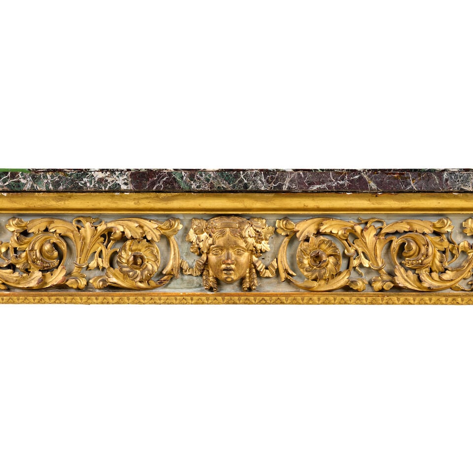 An Italian Neoclassical carved giltwood and painted console table Late 18th early 19th century, ... - 2