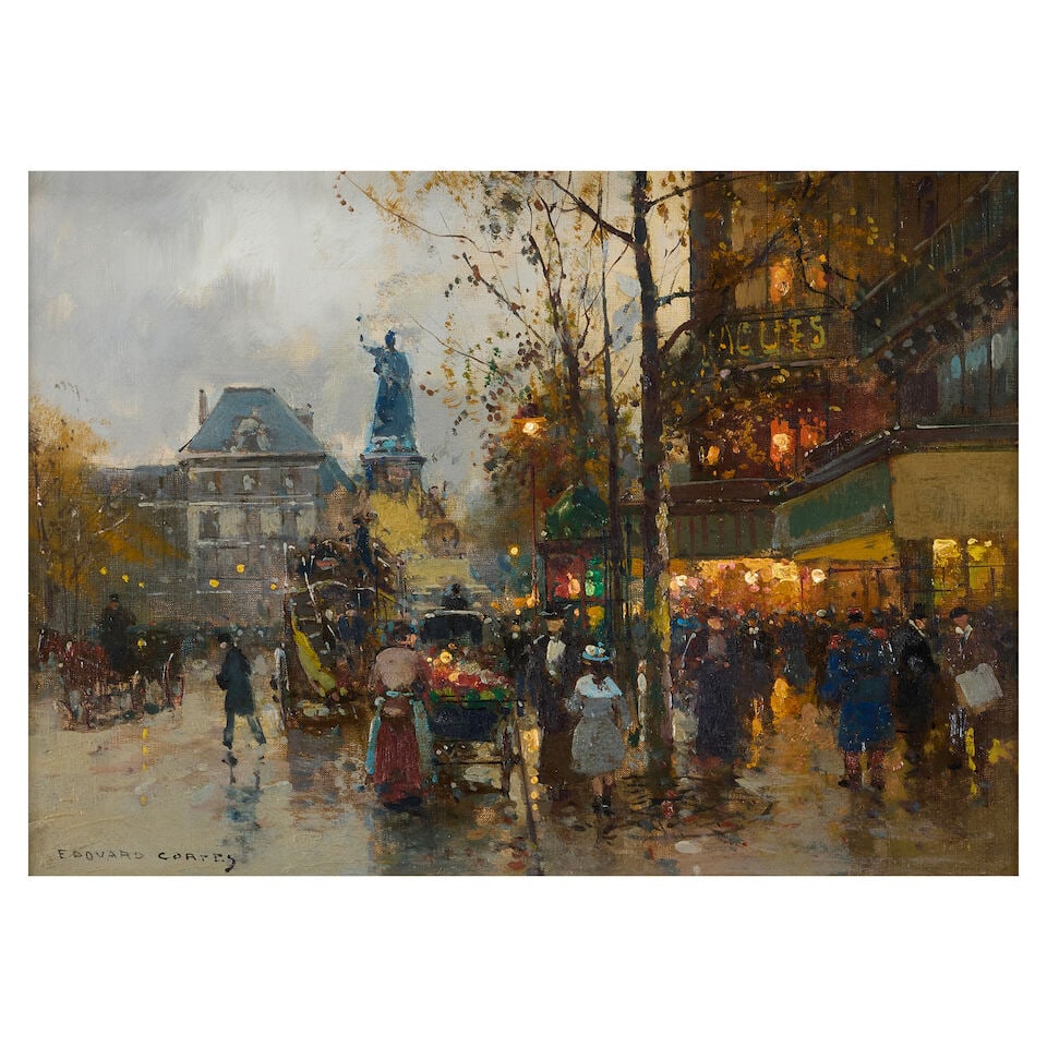 Edouard Henri Léon Cortès (French, 1882-1969) Place de la Republique, Paris (1 of 3)