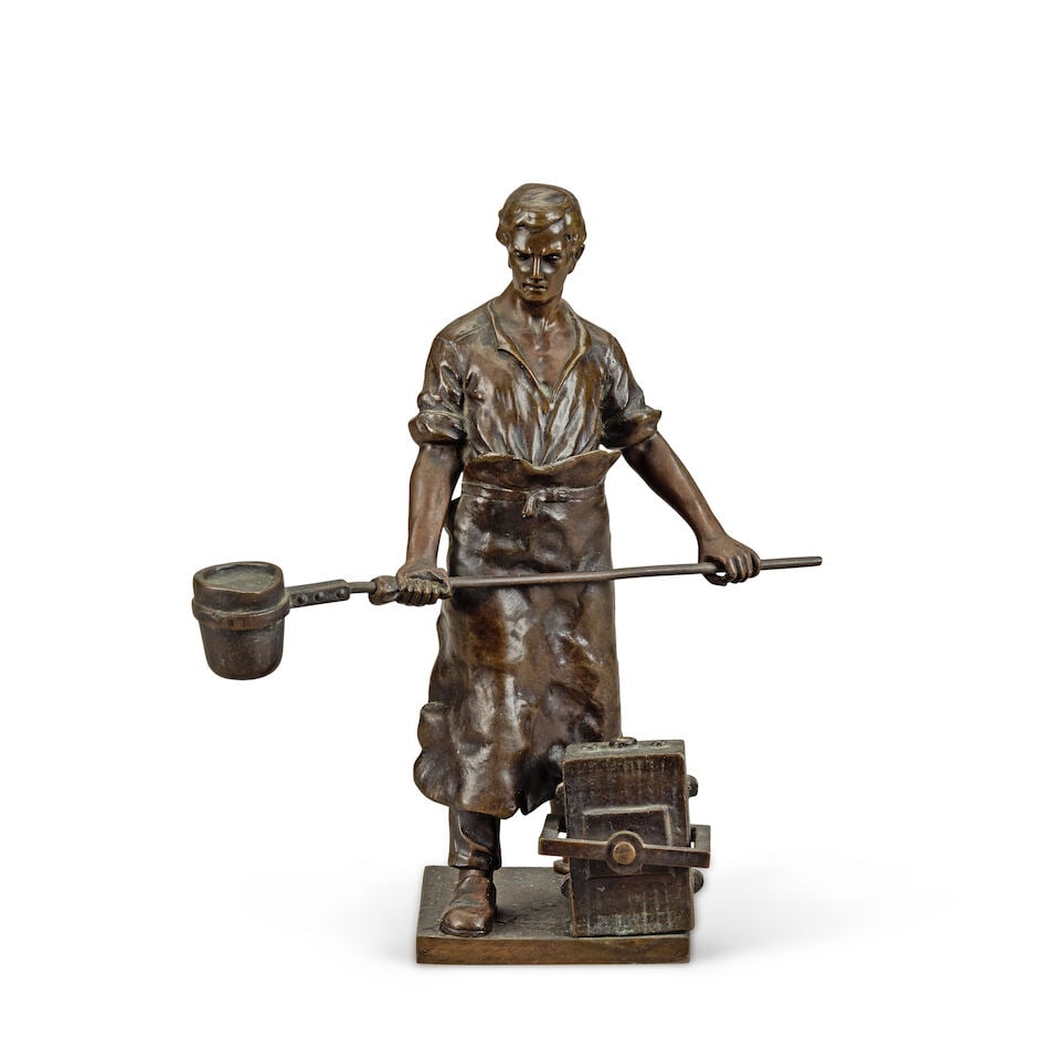 Albert Werner-Schwarzburg (1857-1911): a bronze figure of a foundry worker (1 of 4)