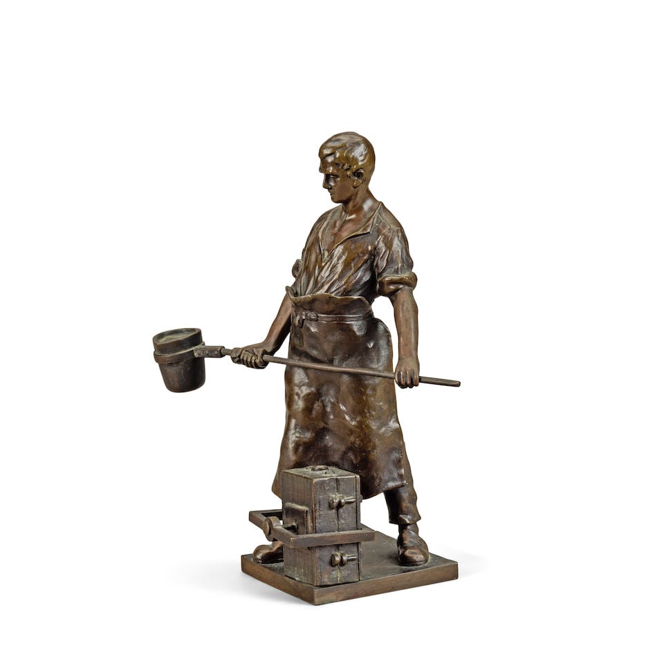 Albert Werner-Schwarzburg (1857-1911): a bronze figure of a foundry worker - 2