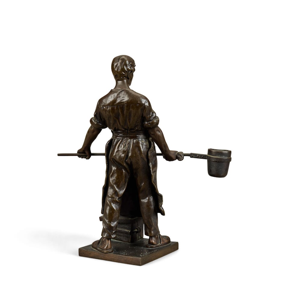 Albert Werner-Schwarzburg (1857-1911): a bronze figure of a foundry worker - 3