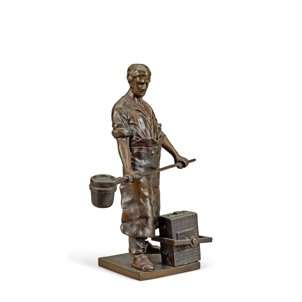 Albert Werner-Schwarzburg (1857-1911): a bronze figure of a foundry worker - 4