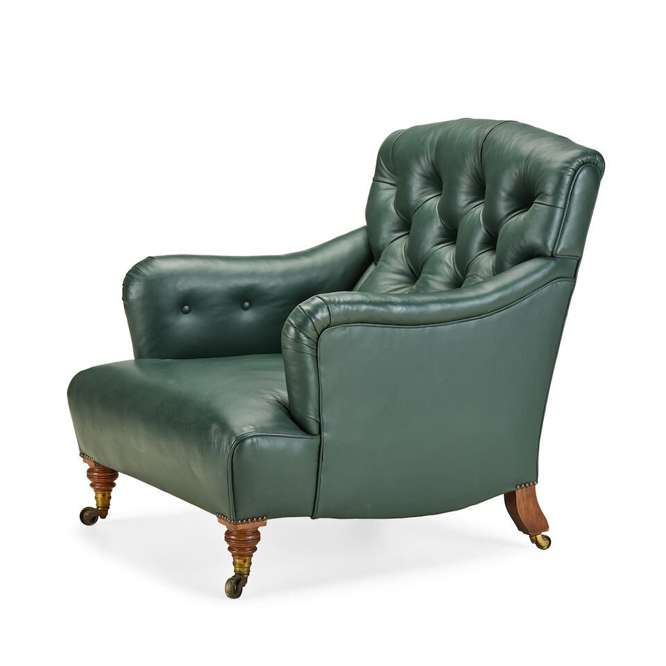 A late Victorian easy armchair By Howard & Sons, late 19th century - 6