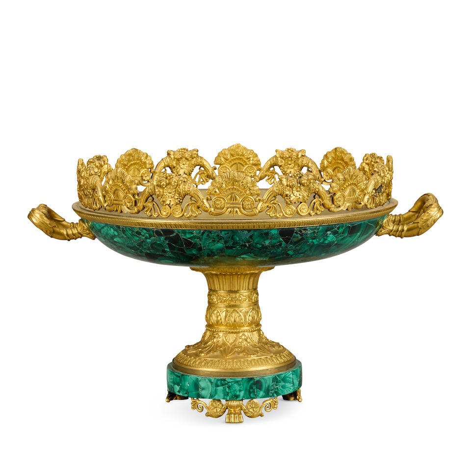 A fine Charles X ormolu and malachite tazza Early 19th century, possibly Russian (1 of 6)