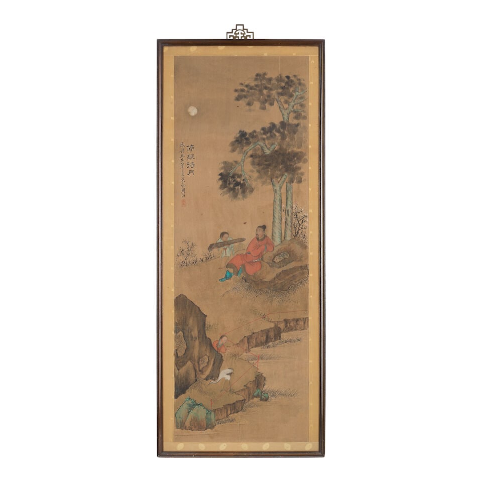 After Zhou Chen (circa 1450-1535), 19th century Playing Instrument and Moon Watching - 2
