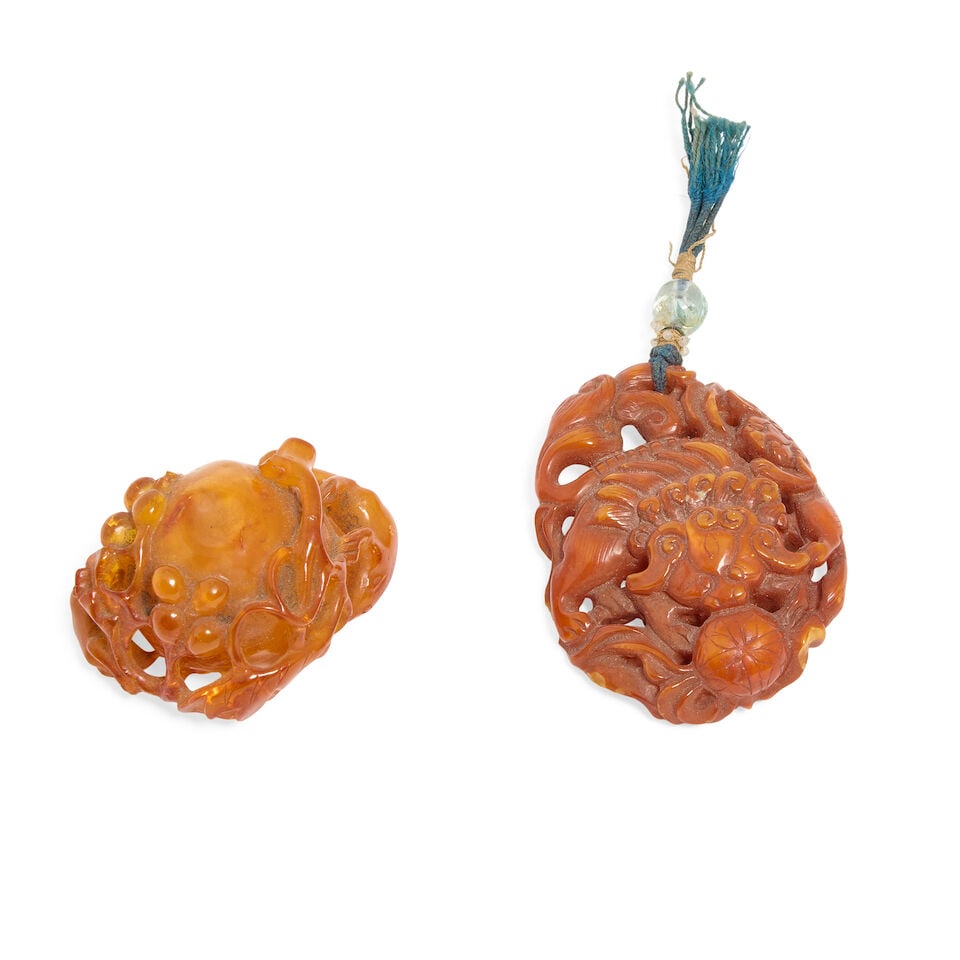 Two reticulated amber carvings 18th/19th century (2) (1 of 2)