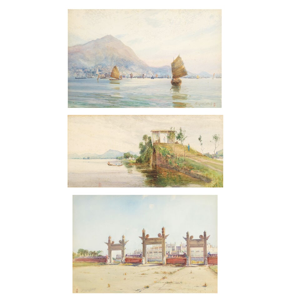 Thomas Hodgson Liddell (British, 1860-1925) Hong Kong from Kowloon; Temple Gates, a set of two (1 of 10)