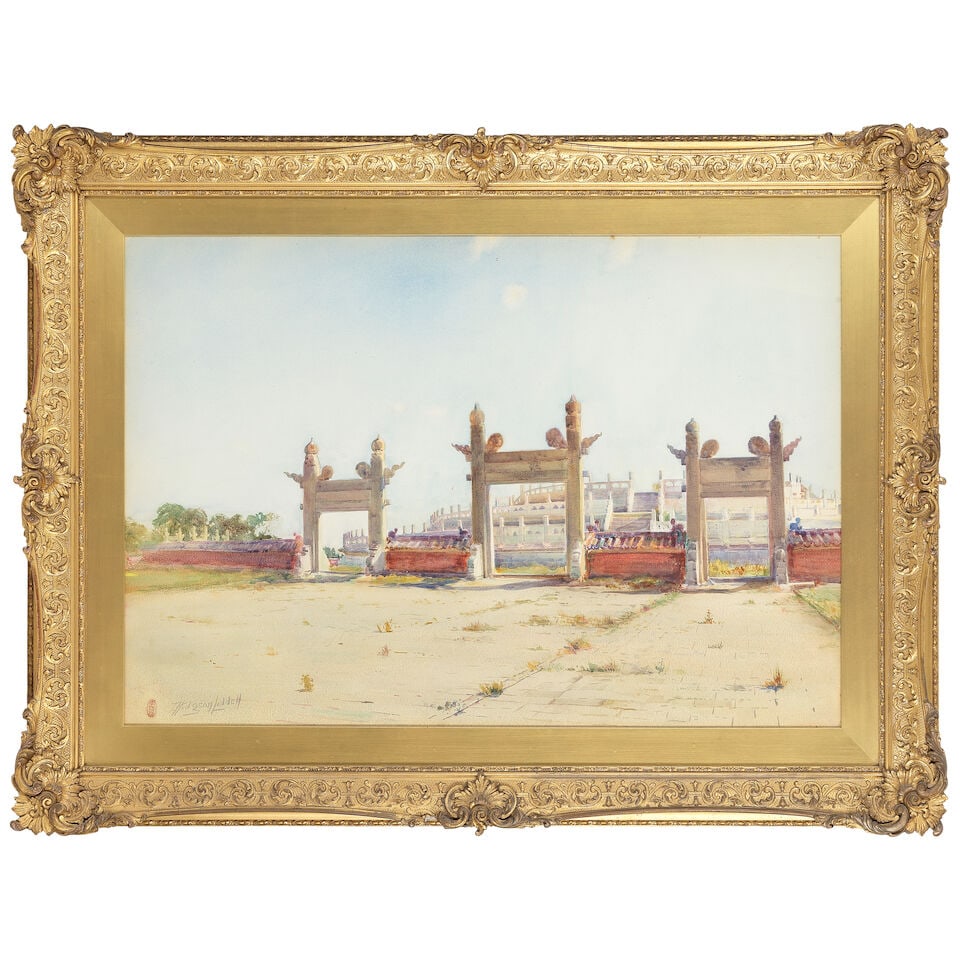 Thomas Hodgson Liddell (British, 1860-1925) Hong Kong from Kowloon; Temple Gates, a set of two - 2