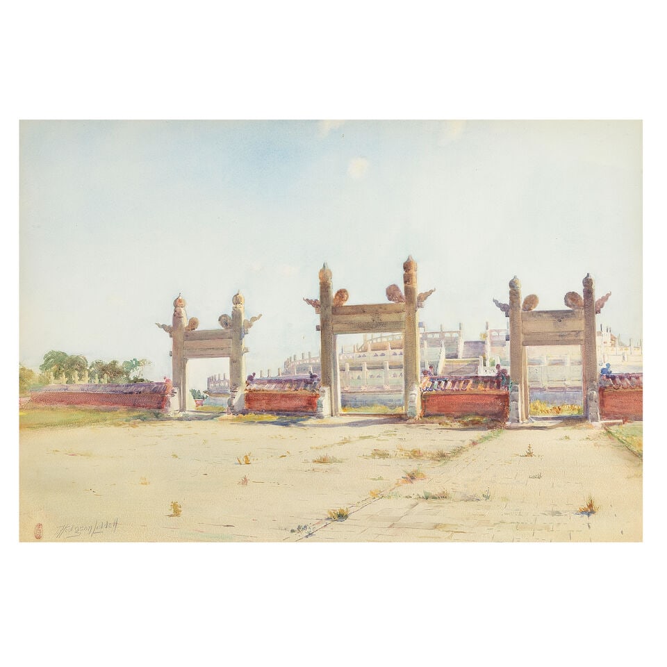 Thomas Hodgson Liddell (British, 1860-1925) Hong Kong from Kowloon; Temple Gates, a set of two - 3