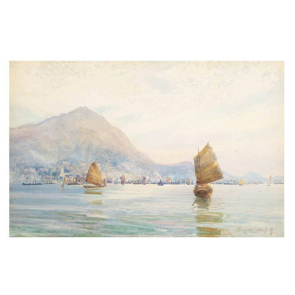 Thomas Hodgson Liddell (British, 1860-1925) Hong Kong from Kowloon; Temple Gates, a set of two - 6