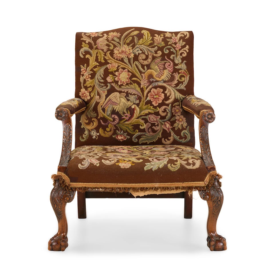 A George II style carved walnut Gainsborough-type armchair, in the manner of Giles GrendeyEarly ... (1 of 5)