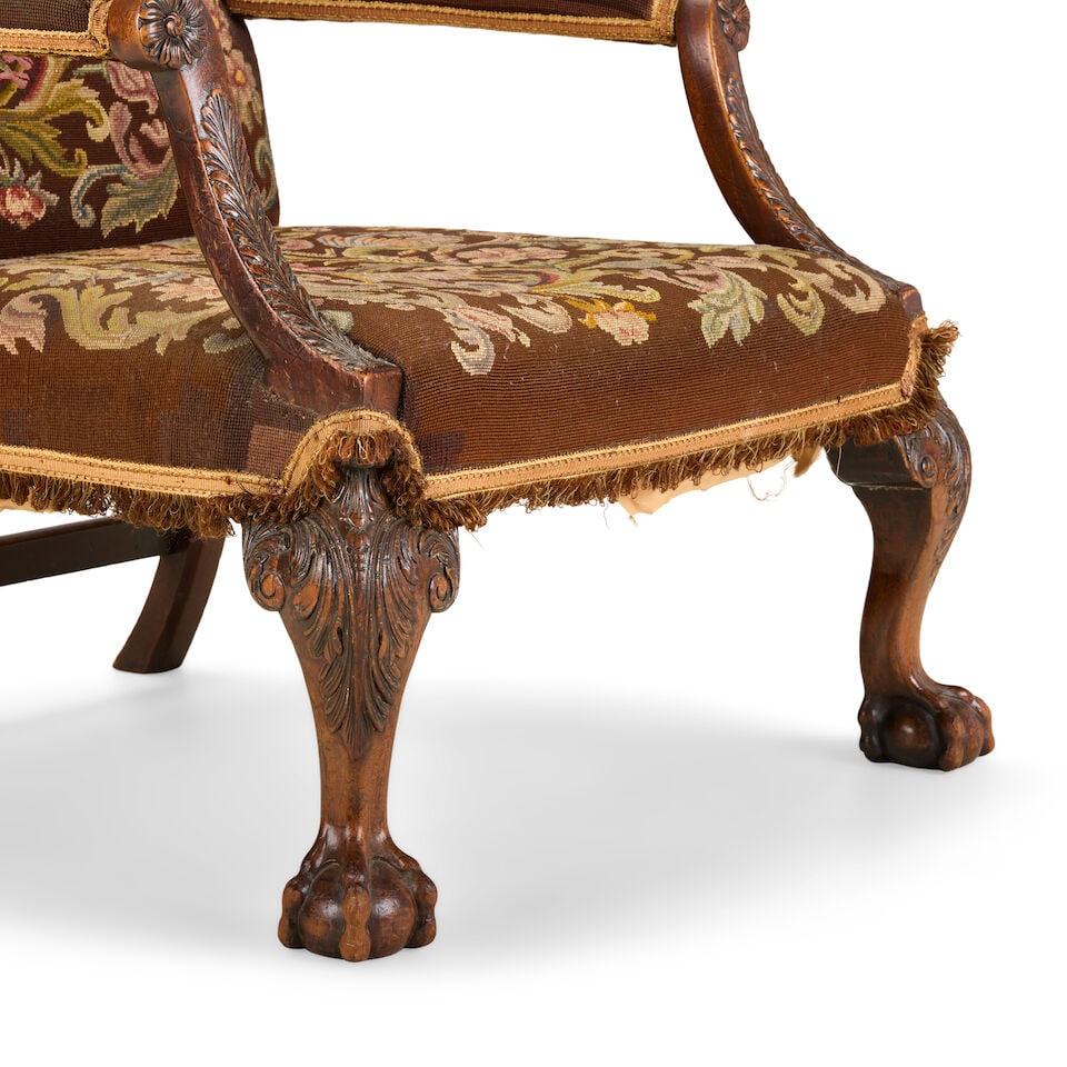 A George II style carved walnut Gainsborough-type armchair, in the manner of Giles GrendeyEarly ... - 4