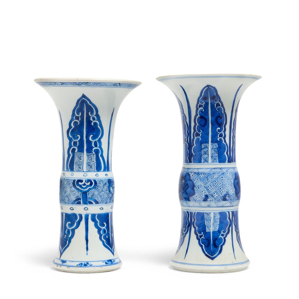 A matched pair of Chinese blue and white vases, Gu Kangxi (2) - 2