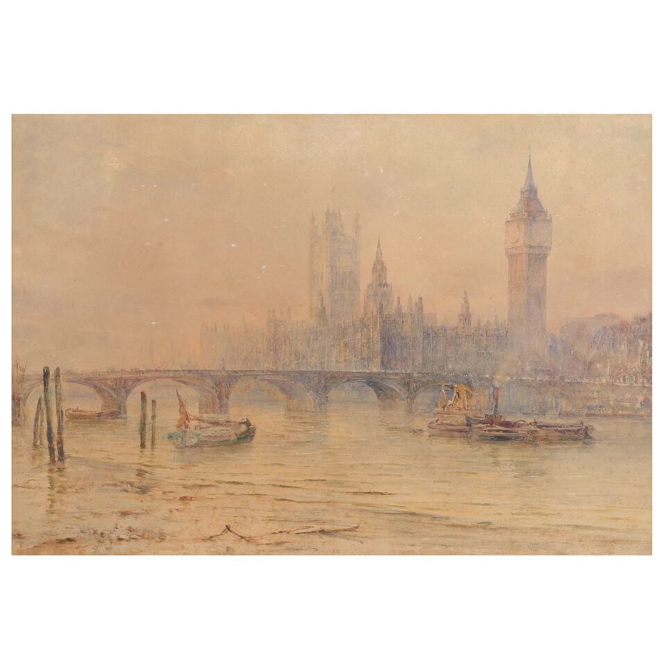 Herbert John Finn (British, 1860-1942) Palace of Westminster by the Thames (1 of 3)