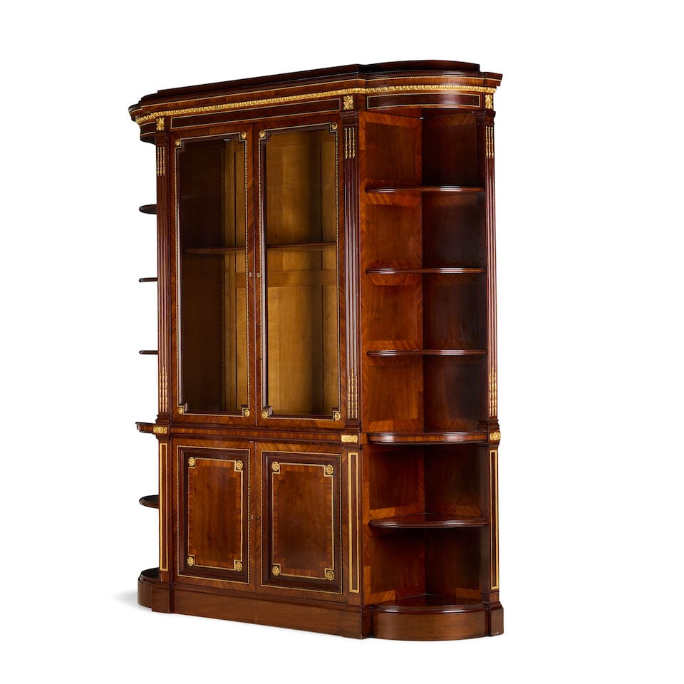 A large French kingwood, purplewood and gilt bronze mounted vitrineThird quarter 19th century in... - 2