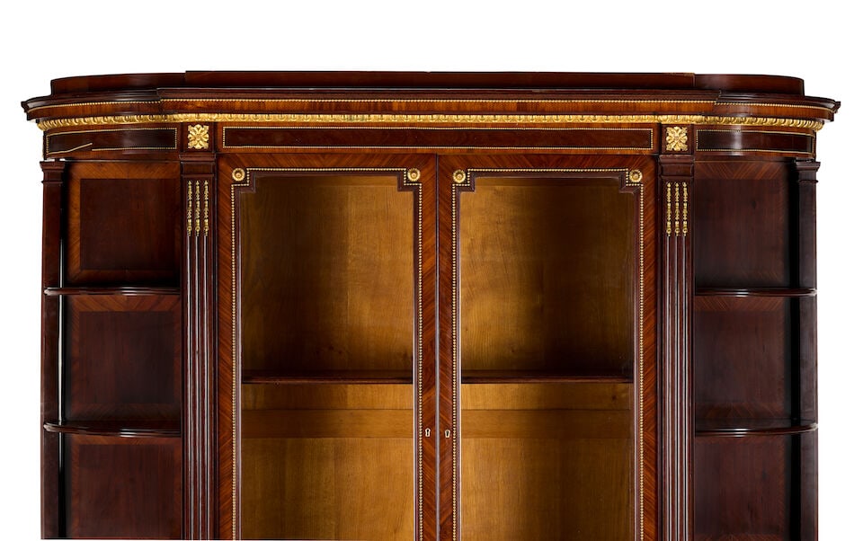 A large French kingwood, purplewood and gilt bronze mounted vitrineThird quarter 19th century in... - 3