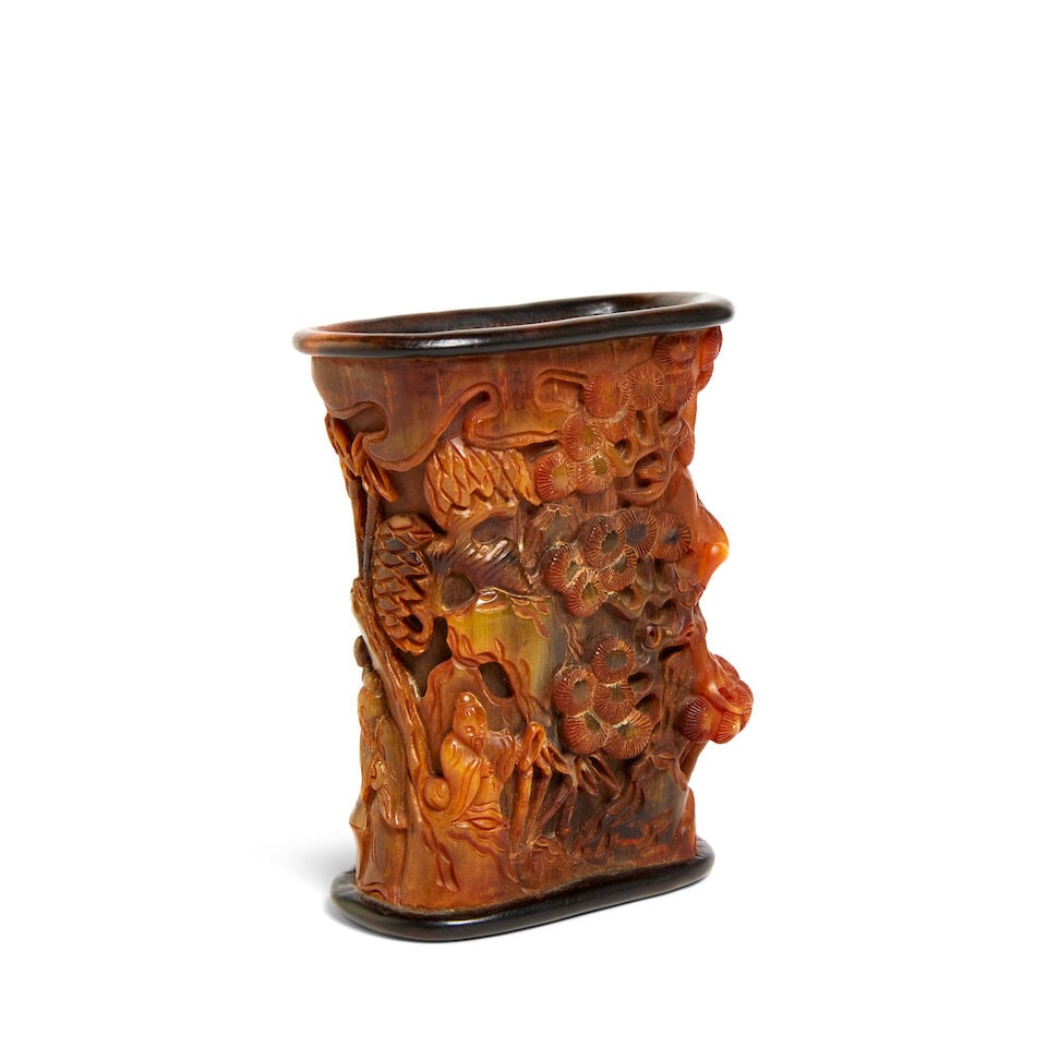 A buffalo horn brush pot 18th/19th century - 2