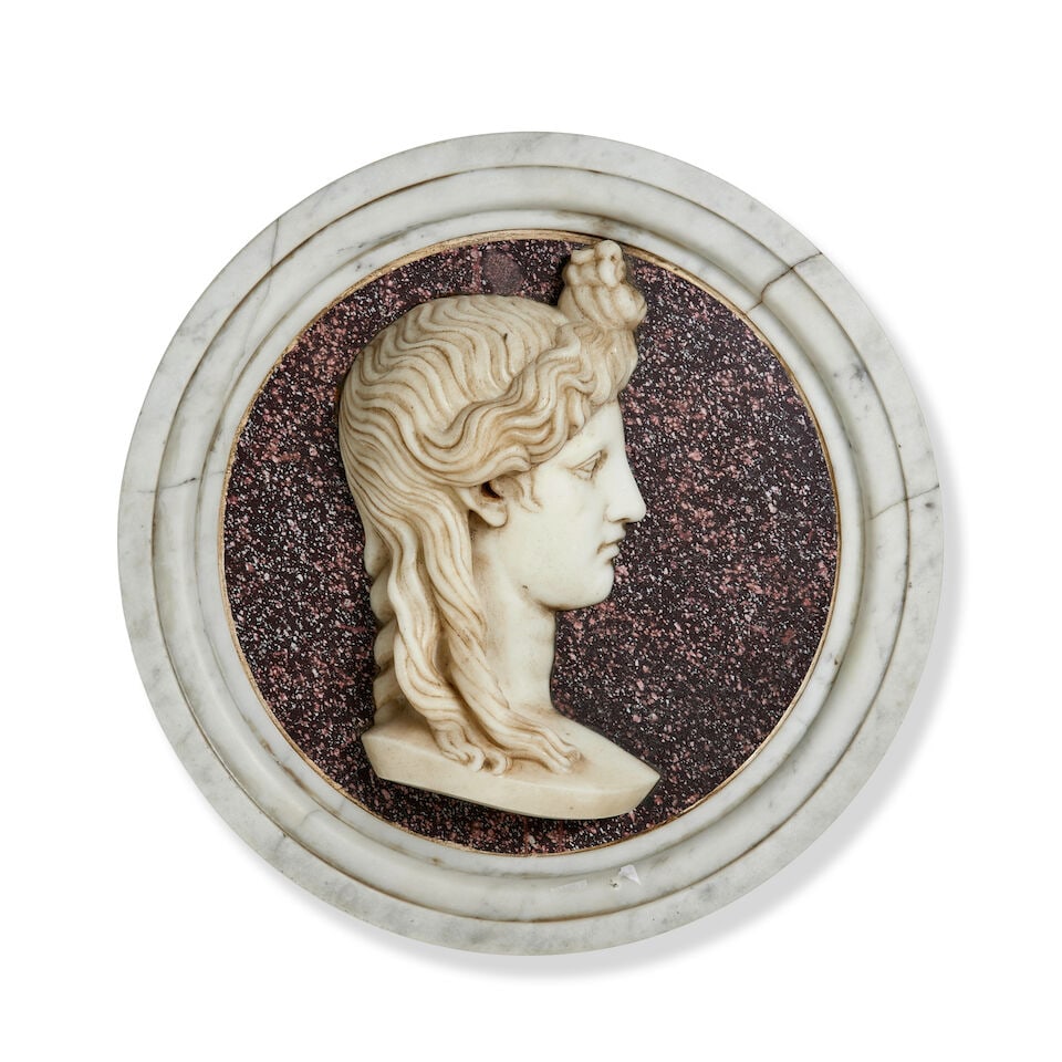 An Italian white marble and porphyry roundel Late 19th century (1 of 1)